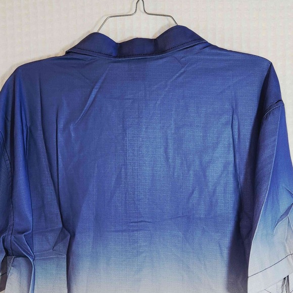 HARDADDY Men's Blue Ombre Palm Tree Button Down Short Sleeve Shirt New With Tag - Picture 5 of 9